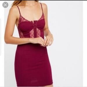 Intimately Free People Red Burgundy Mini Lace Dress Women’s